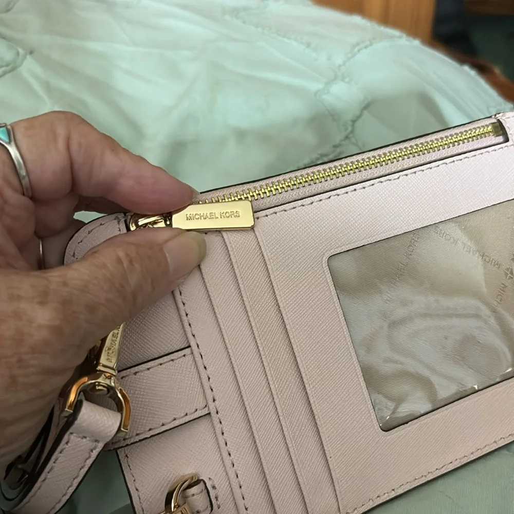 Michael Kors White Leather Phone Holster with Adjustable Strap